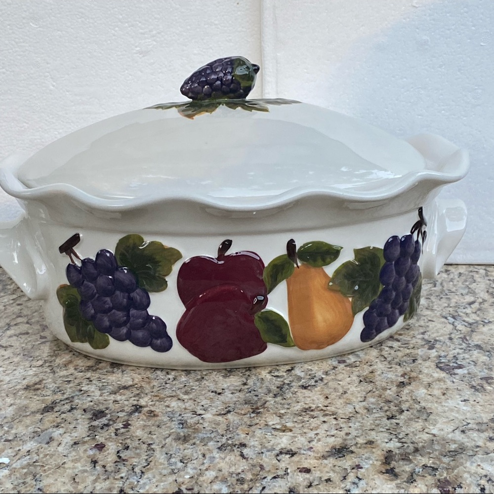 Home interiors Sonoma Villa Stoneware 3.5 Quart Oval Roaster Casserole Covered